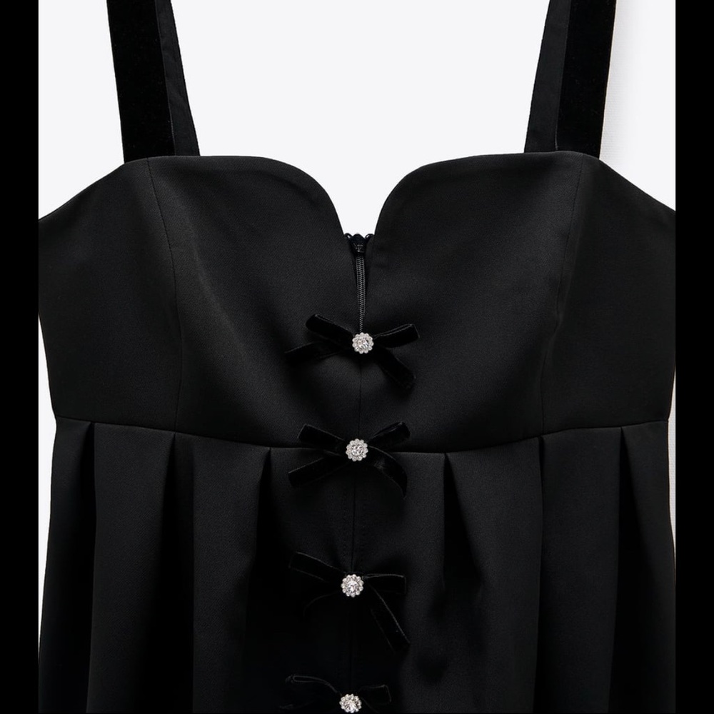 ZARA JEWEL BUTTON STRAPPY DRESS XSMALL BLACK MINI
